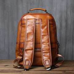 Django Leather Tech Backpack for Men - Black/Brown/Coffee - 15 inches