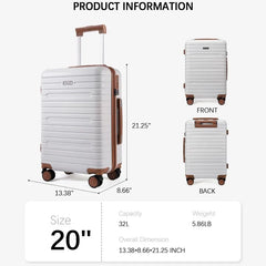 Cortana 2-Piece Travel Rolling Luggage Set - Beige/Black - 20/24 inches