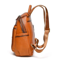 Scarlet Zipper-Shut Uptown Leather Backpack - Black/Brown - One Size