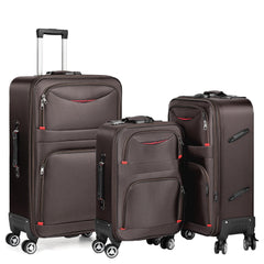 View of the three rolling cases of the brown-colored set