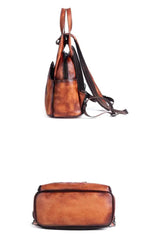 Gwendoline Embossed Leather Backpack - Brown/Coffee/Dark Gray - One Size