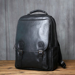 Django Leather Tech Backpack for Men - Black/Brown/Coffee - 15 inches