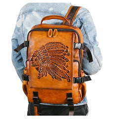 Osceola Embossed Leather Work & Travel Backpack - Black/Brown - One Size