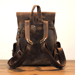 Vintage Leather Backpack Transport Backpack in Dark Brown - One Size