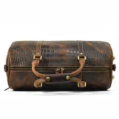 Foxbury Croc Embossed Leather Travel Duffel Carry-On Weekender On Wheels