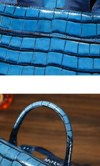 Sleek Croc Embossed Leather Backpack - Blue/Brown/Gray/Red - One Size