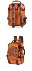 Osceola Embossed Leather Work & Travel Backpack - Black/Brown - One Size