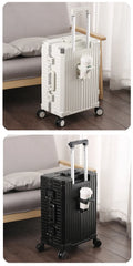 Turbo Tech Spinner Suitcase Trolley Box - Black/Ivory - 20/24/28 inches