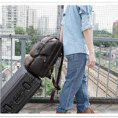 Traveler Leather Backpack with Laptop Sleeve - Dark Brown - 17 inches