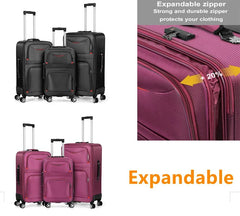 Chancellor 3-Piece Expandable Spinner Case Luggage Set, 20/24/28 inches