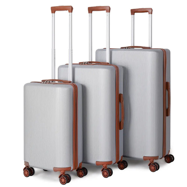 3-Piece Hardside Spinner Luggage Set - Blue/Silver - 20/24/28 inches