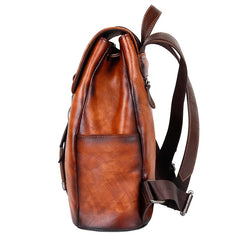 Vintage Women's Casual Leather Backpack  - Brown/Coffee/Red - 12 inches