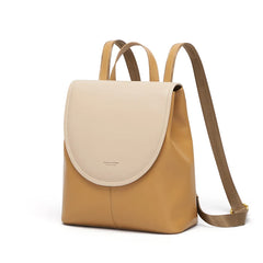 Neptune Two-Tone Flap-Over Backpack - Leather - Brown/Beige - One Size