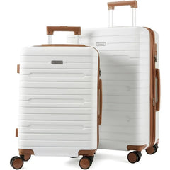 Cortana 2-Piece Travel Rolling Luggage Set - Beige/Black - 20/24 inches