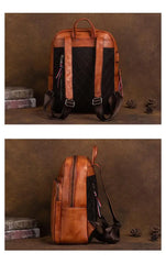 Ivy Embossed Leather Backpack - USB Power Plug - Black/Brown/Green/Red