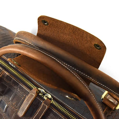 Foxbury Croc Embossed Leather Travel Duffel Carry-On Weekender On Wheels