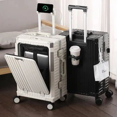 Turbo Tech Spinner Suitcase Trolley Box - Black/Ivory - 20/24/28 inches