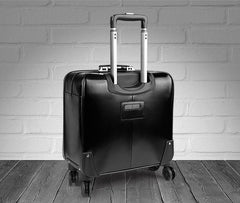 Jet Set Travel Leather Carry-On Spinner Suitcase in Black, 16/20 inches