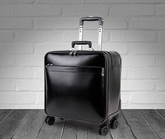 Jet Set Travel Leather Carry-On Spinner Suitcase in Black, 16/20 inches