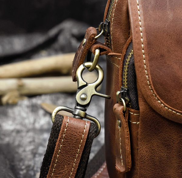 Vintage Crazy Horse Leather Messenger Bag Shoulder Bag Crossbody Bag