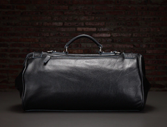 Sleek Wide Mouth Leather Duffel Bag, Men’s Carry-On Weekender, One Size