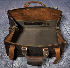 Vintage Crazy Horse Leather Weekender Robust Travel Luggage Duffel Bag