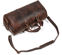 Chic Vacationer Carry-On Cowhide Leather Duffel Bag with Shoe Pocket