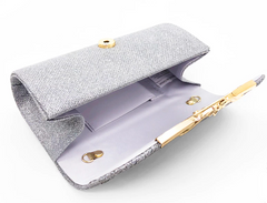 Snap-Shut Evening Glitter Clutch Bag Sequin Handbag with Shoulder Strap