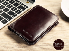 Classic Style Billfold Wallet Genuine Leather Wallet Card Holder Purse