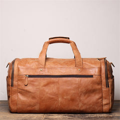 Vintage Leather Weekender Carry-On Duffel Bag, Unisex, Brown, One Size