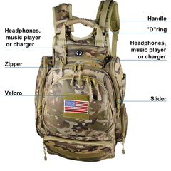 Waterproof Multifunction Tactical Pack Hydration Backpack, ACU/OCP, 40L