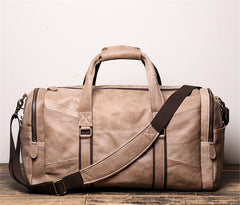 Vintage Leather Weekender Carry-On Duffel Bag, Unisex, Brown, One Size