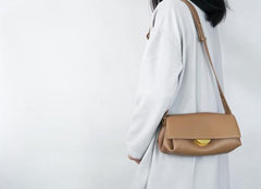 Augusta Leather Shoulder Bag Crossbody Bag Handbag - Beige/Black/Brown