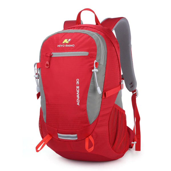 Waterproof Multipocketed Backpack for Hiking/School/Travel, Red, 30L