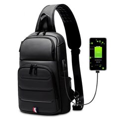 Urban Transport Crossbody Bag Sling Bag in Black with USB Power Plug