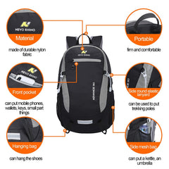 Waterproof Multipocketed Backpack for Hiking/School/Travel, Black, 30L