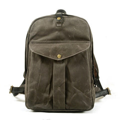 Regal Waxed Canvas Backpack, Army Green/Black/Gray/Navy/Khaki, One Size