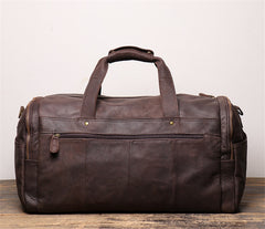 Vintage Leather Weekender Carry-On Duffel Bag, Unisex, Brown, One Size