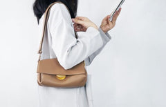 Augusta Leather Shoulder Bag Crossbody Bag Handbag - Beige/Black/Brown