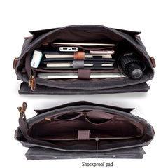 Men's Laptop Carrying Case Messenger Bag, Waxed Canvas, 15/17 inches