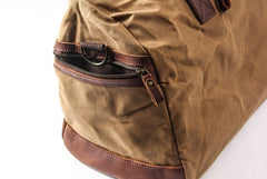 Waxed Canvas & Leather Overnighter Duffel Bag, Army Green/Gray/Khaki