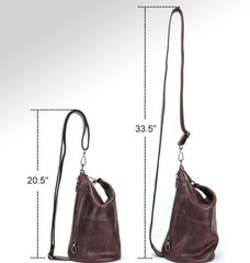 Dark Brown Leather Sling Bag Crossbody Messenger Bag Single Strap Pack