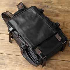 Leather Transit Backpack 14 inches Laptop Backpack, Black/Brown/Maroon