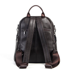 Sleek Alexandria Leather Backpack, Converts to Shoulder Bag, Dark Coffee