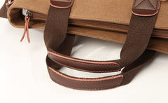 Canvas Briefcase Messenger Bag 15 inches Laptop Bag - Coyote/Dark Gray