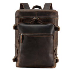 Tupelo Top Loading Backpack, Top Layer Leather, Dark Brown, 15.6 inches