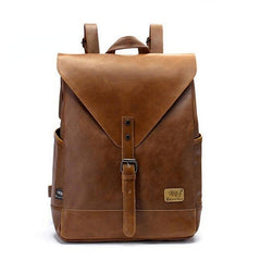 Women's Soft Vegan Leather Flap Backpack in Black/Brown/Coffee, One Size