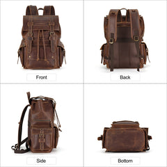 Benton Laptop Backpack Rucksack, Crazy Horse Leather, Brown, 17 inches