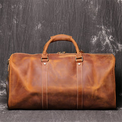 Classic Leather Weekender Duffel Bag Travel Bag, Black/Brown/Dark Brown