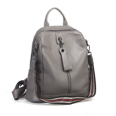 Versatile Alexandria Leather Backpack  & Shoulder Bag - Black/Gray/Red